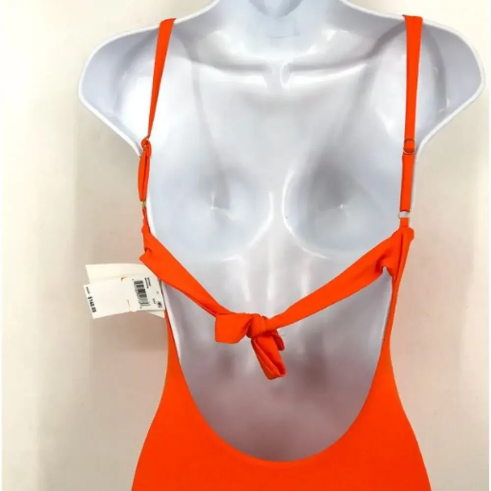 BECCA Women's Baja Mar One Piece Swimsuit Large Orange Carrot High Neck NWT
